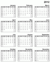 graphic of a calendar for 2012